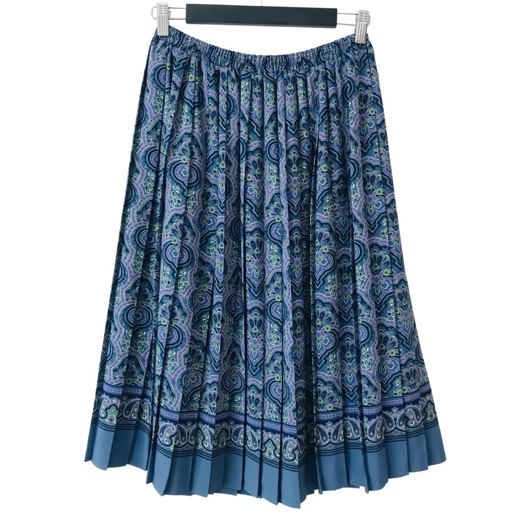 Vintage Leslie Fay 80s 90s Floral Paisley Pleated Midi Skirt 14P
